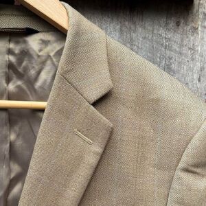 Mens Joseph & Feiss 100% Wool Tan Striped Blazer